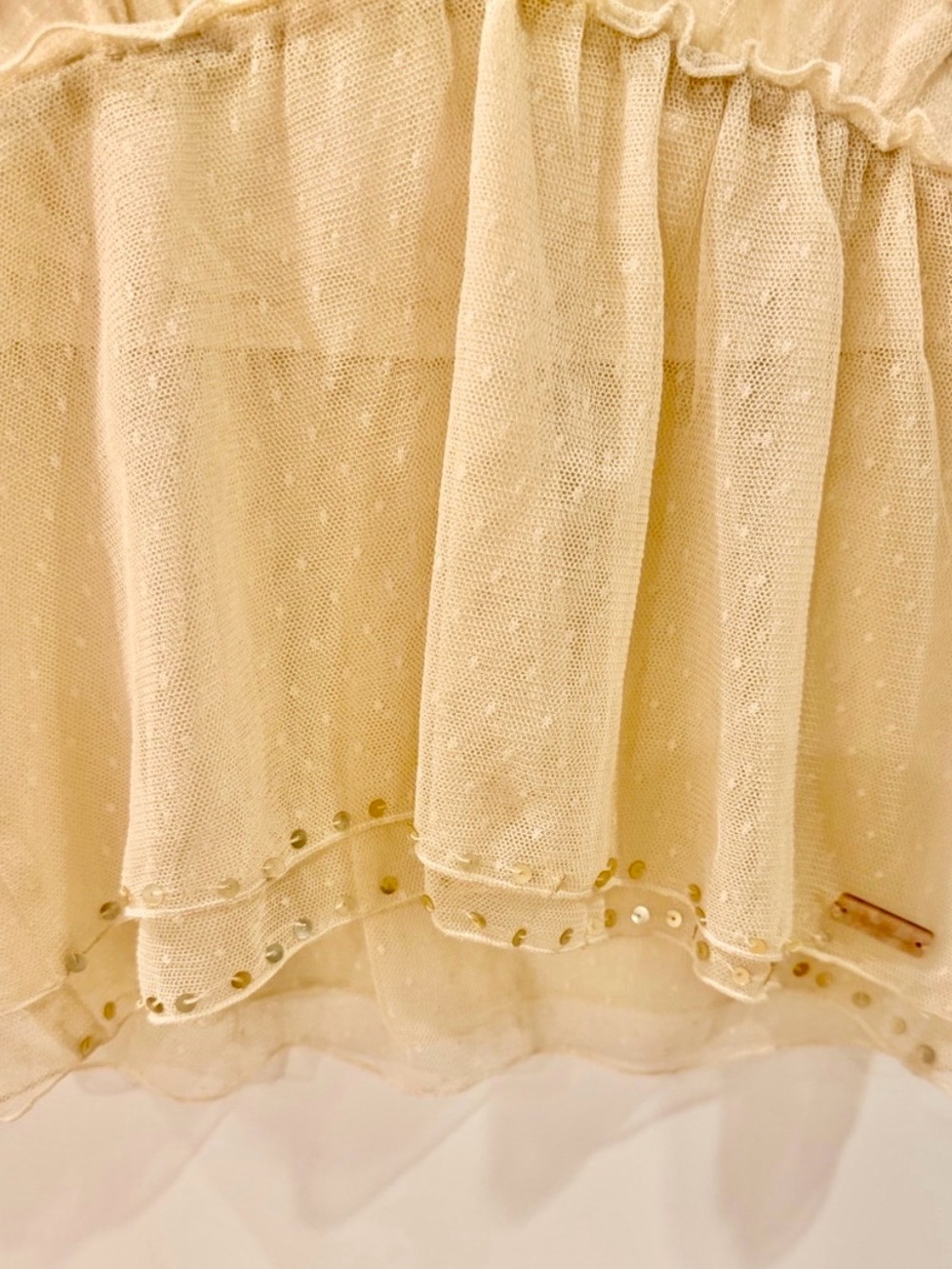 Chilli Couture Cream Embroidered Sequin Mesh Babydoll Top Size M EU 40 - Picture 9 of 12